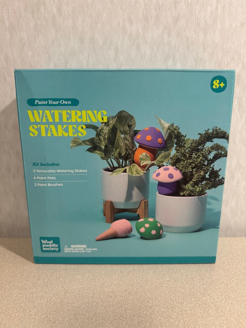 Paint Your Own Terracotta Mushroom Watering Stakes DIY Kit Craft Set New